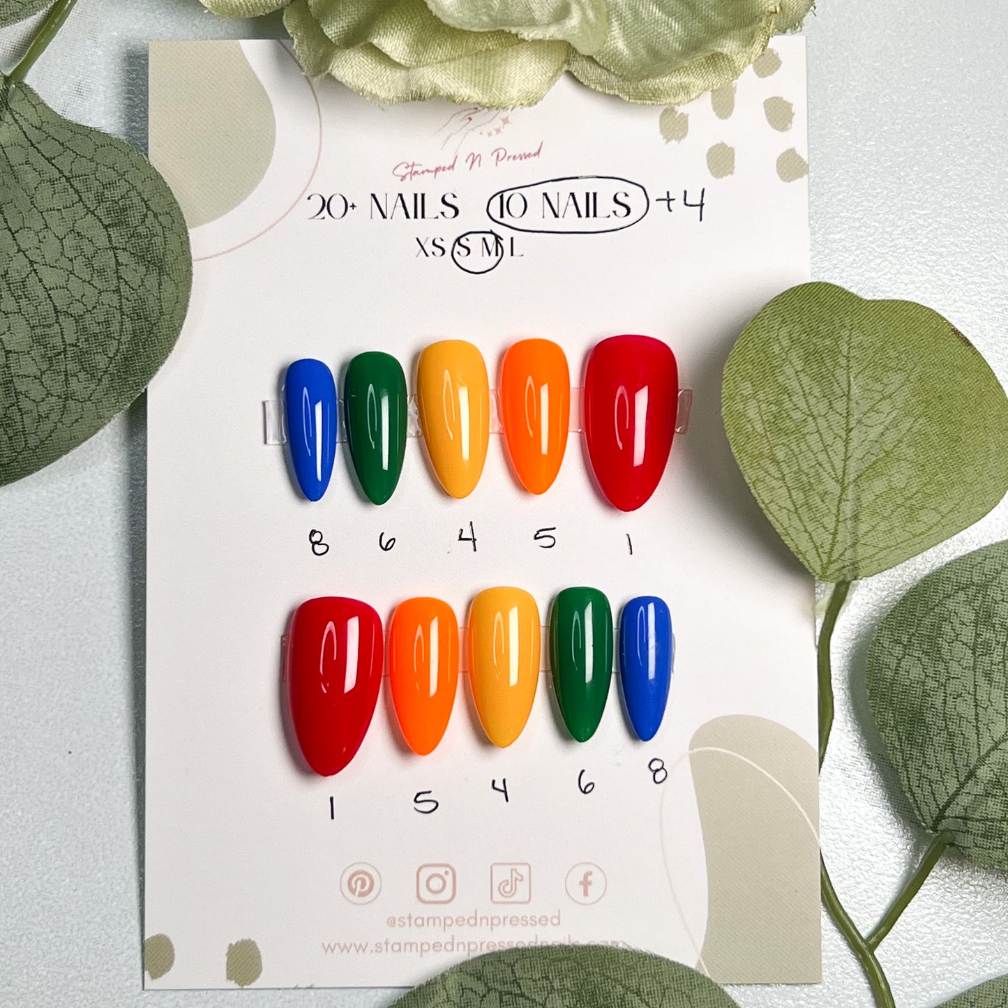 Rainbow - Medium Almond - SMALL/MEDIUM - 14 Nails